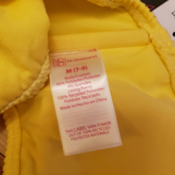 No Boundaries Child's Medium Yellow Swim Top with Cups & Adjustable Straps - Picture 7 of 10